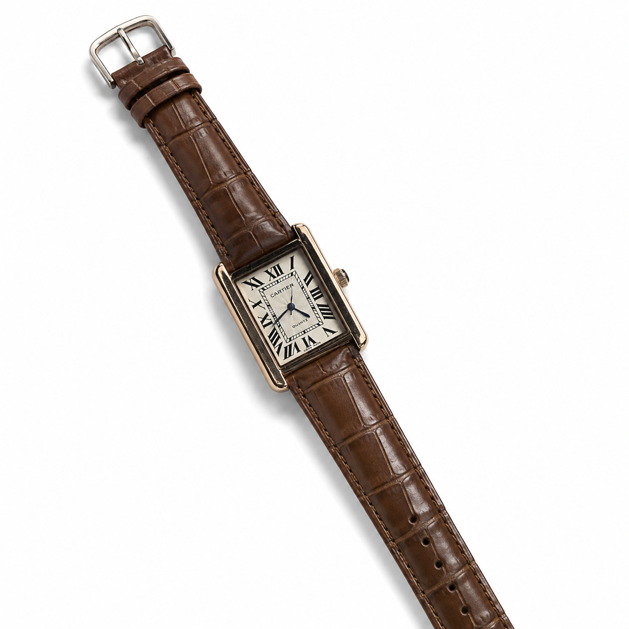 WAJHI LEGACY'S - Heritage Roman Dial Royale Tank Watch - Brown Leather Edition