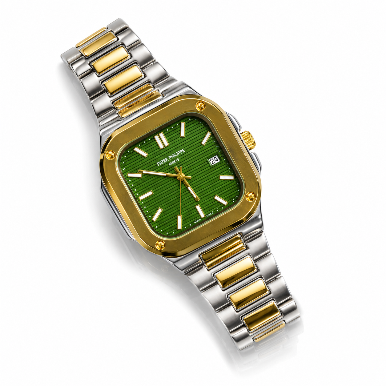 WAJHI LEGACY'S - Emerald Prestige Square Date Watch - Two-Tone Edition