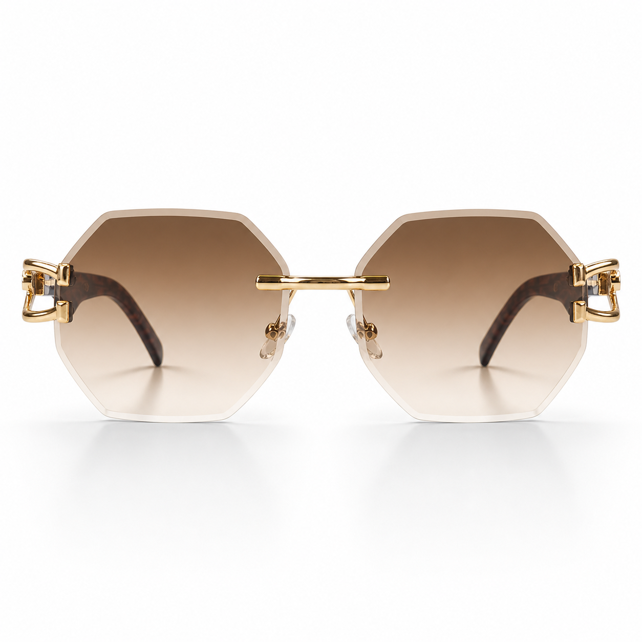 WAJHI LEGACY'S - Noir Octagon Rimless Sunglasses - Gold Panther Edition