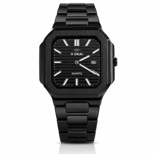 WAJHI LEGACY'S - Obsidian Elite Square Date Watch - All Black Edition