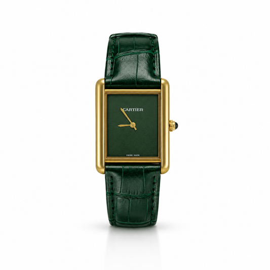 WAJHI LEGACY'S - Emerald Green Dial Royale Tank Watch - Green Leather Edition