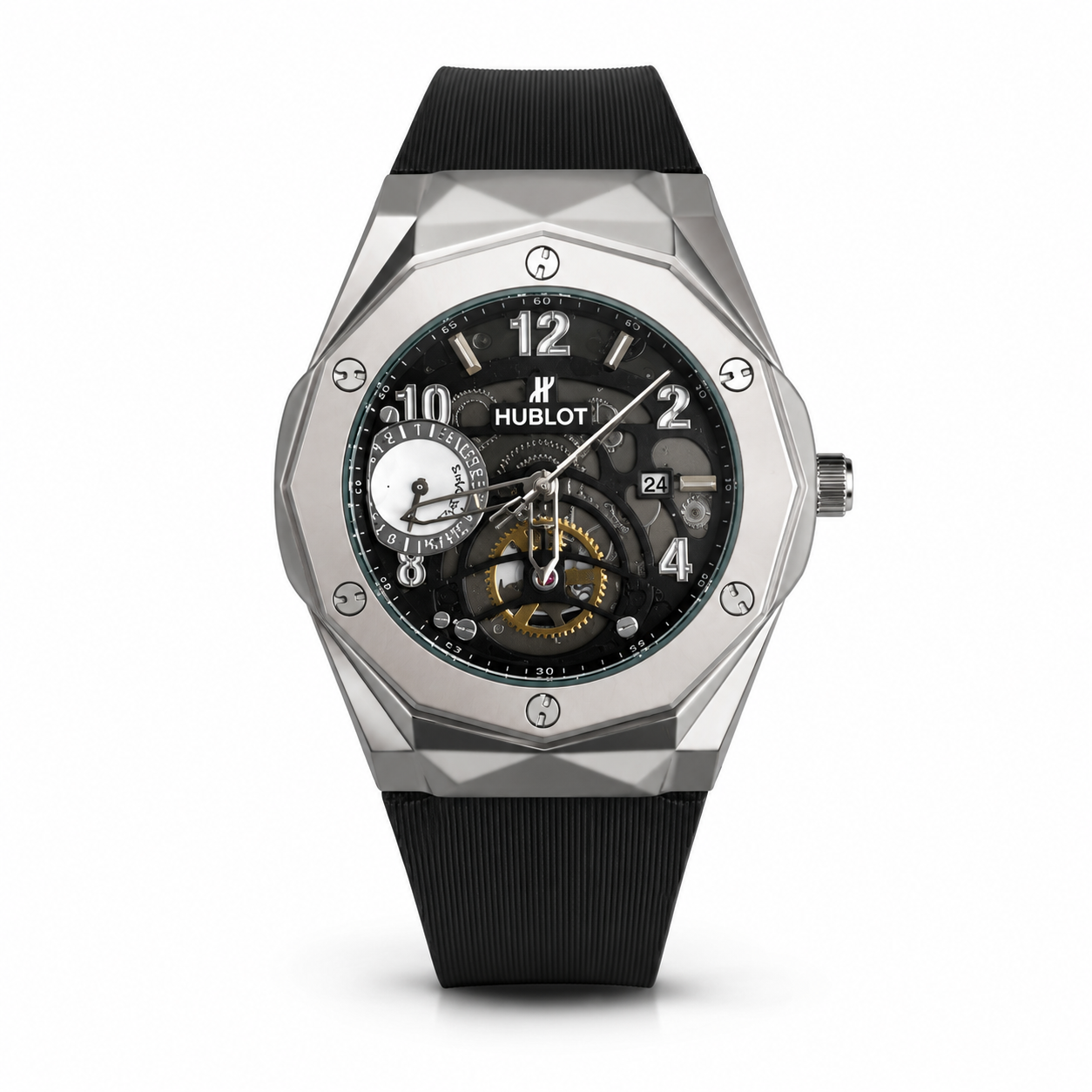 WAJHI LEGACY'S - Black Dial Titan Skeleton Automatic Watch - Silver Black Edition