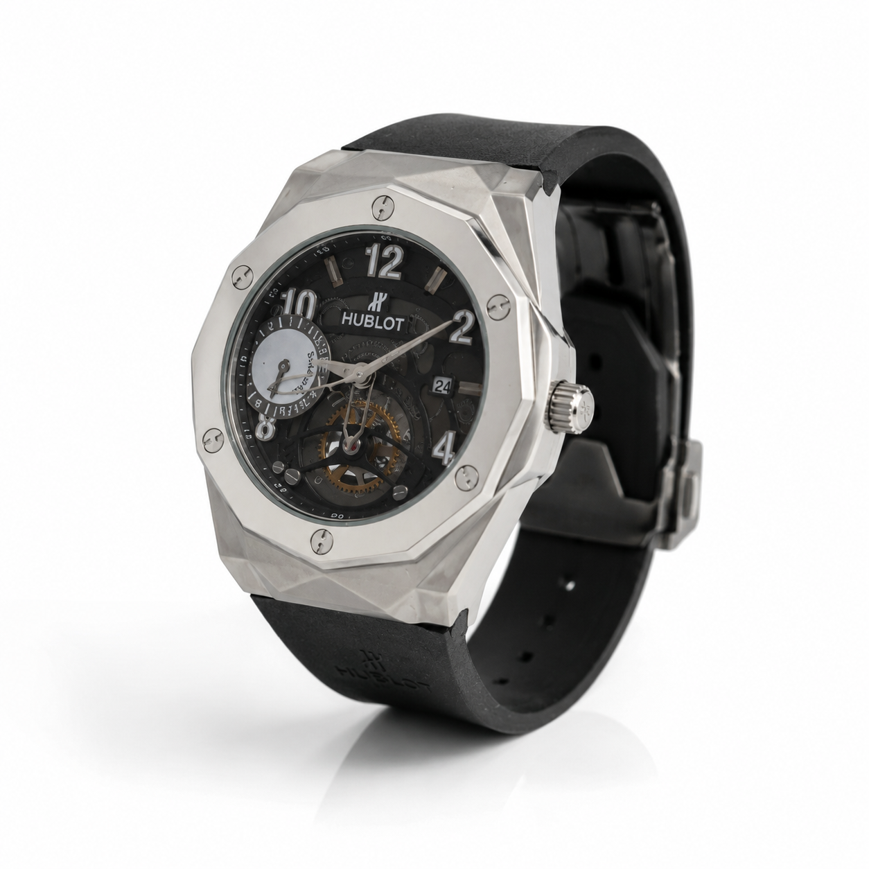 WAJHI LEGACY'S - Black Dial Titan Skeleton Automatic Watch - Silver Black Edition
