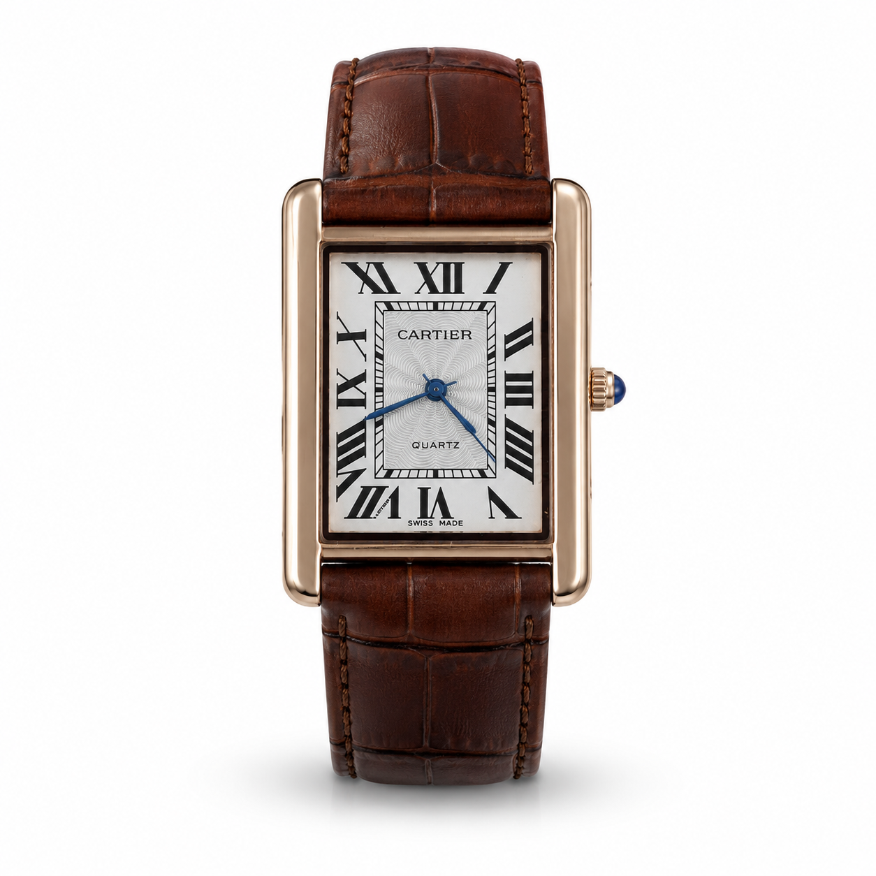 WAJHI LEGACY'S - Heritage Roman Dial Royale Tank Watch - Brown Leather Edition