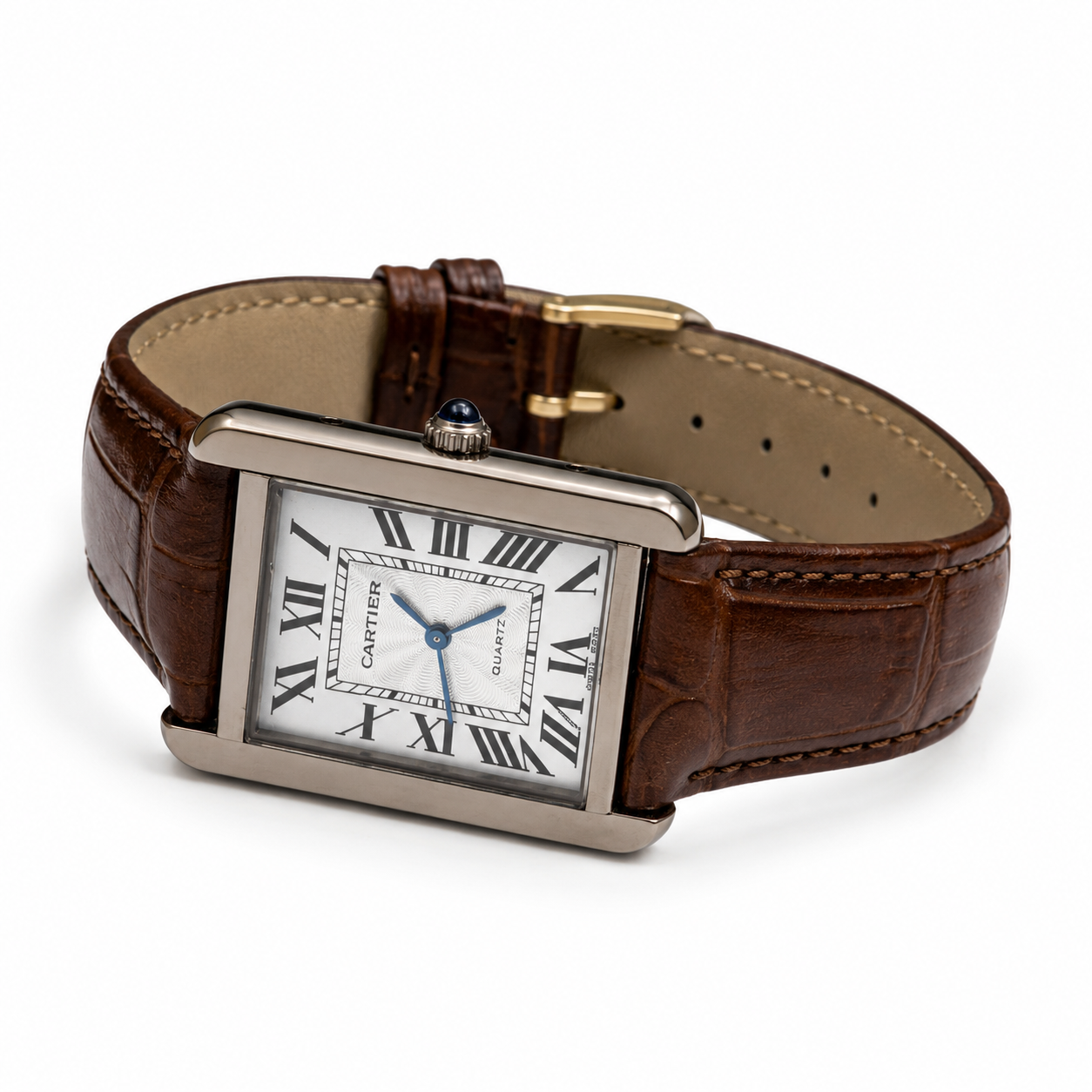 WAJHI LEGACY'S - Heritage Roman Dial Royale Tank Watch - Brown Leather Edition