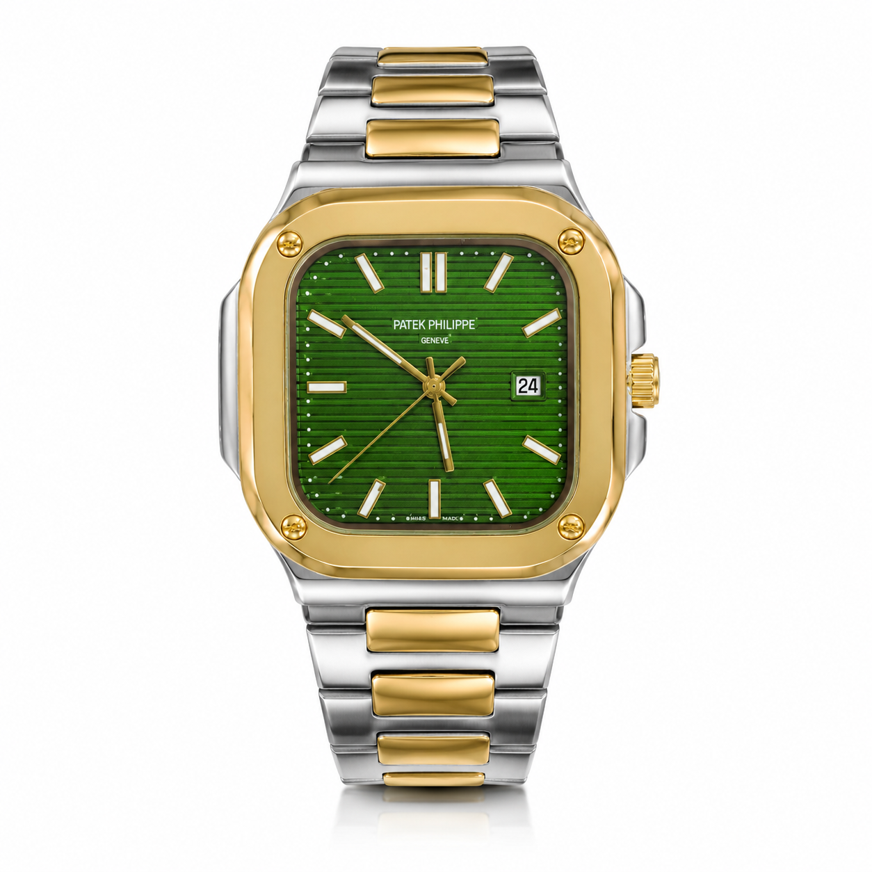 WAJHI LEGACY'S - Emerald Prestige Square Date Watch - Two-Tone Edition