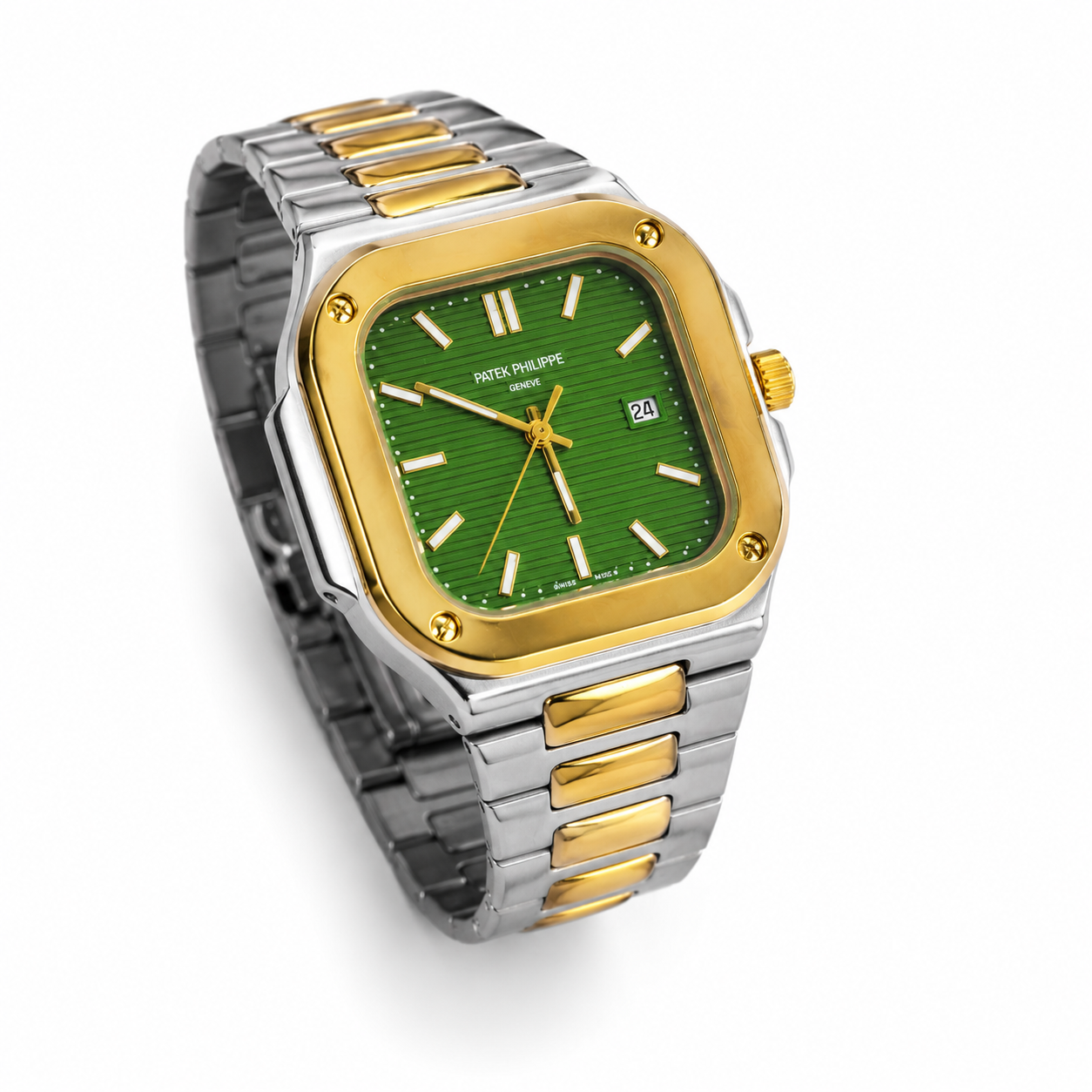 WAJHI LEGACY'S - Emerald Prestige Square Date Watch - Two-Tone Edition