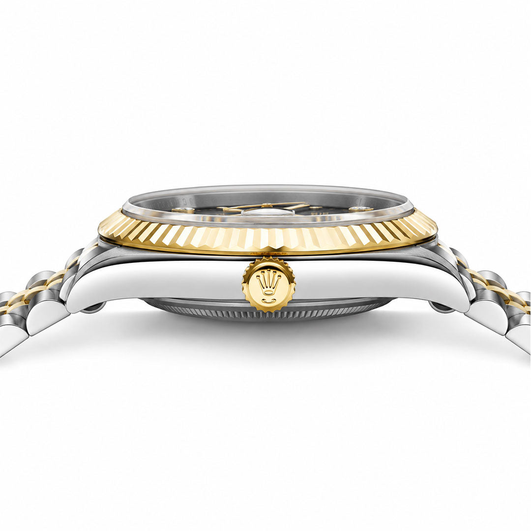 WAJHI LEGACY'S - Royal Prestige Two-Tone Date Just Edition - Black Arabic Dial Luxury Watch